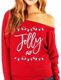 Jolly AF Slouchy Christmas Sweatshirt - Collections By Jay