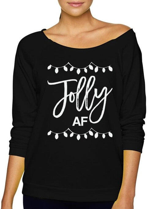 Jolly AF Slouchy Christmas Sweatshirt - Collections By Jay