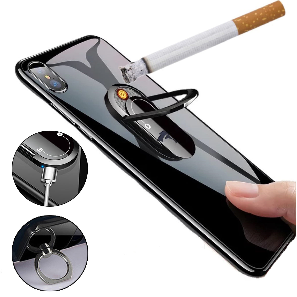 2 In 1 Portable Creative USB Plasma Lighter Mobile Phone Holder Multi-function Cigarette Lighter - Collections By Jay