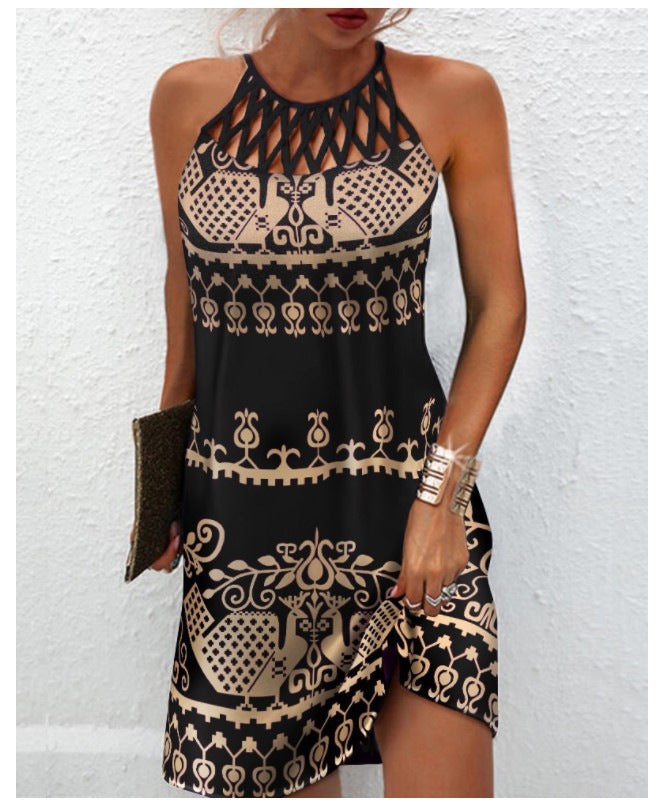 Summer Fashion Print Dress Casual Halterneck Dresses For Women - Collections By Jay