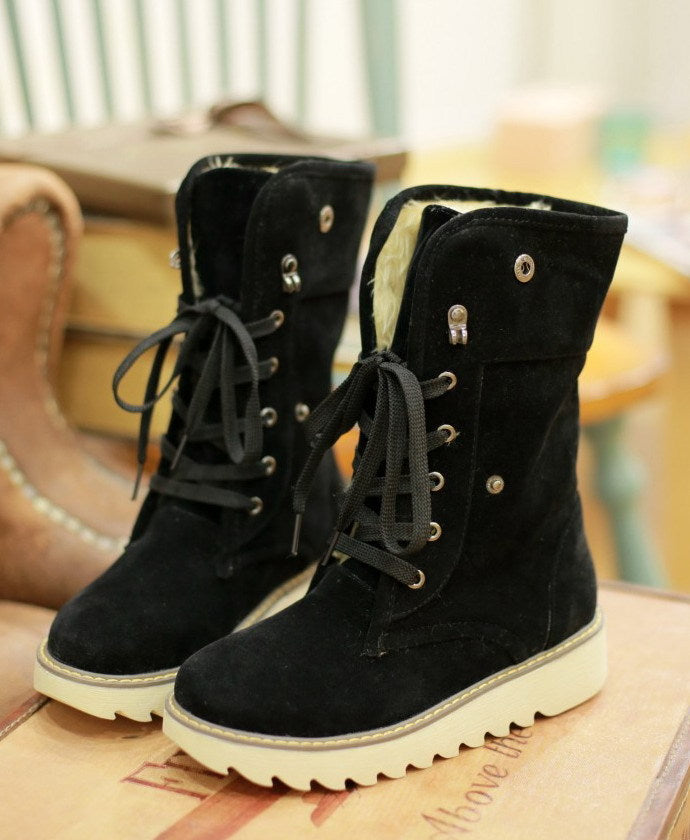 Women's Frosted Fur  Lace-Up Boots - Collections By Jay