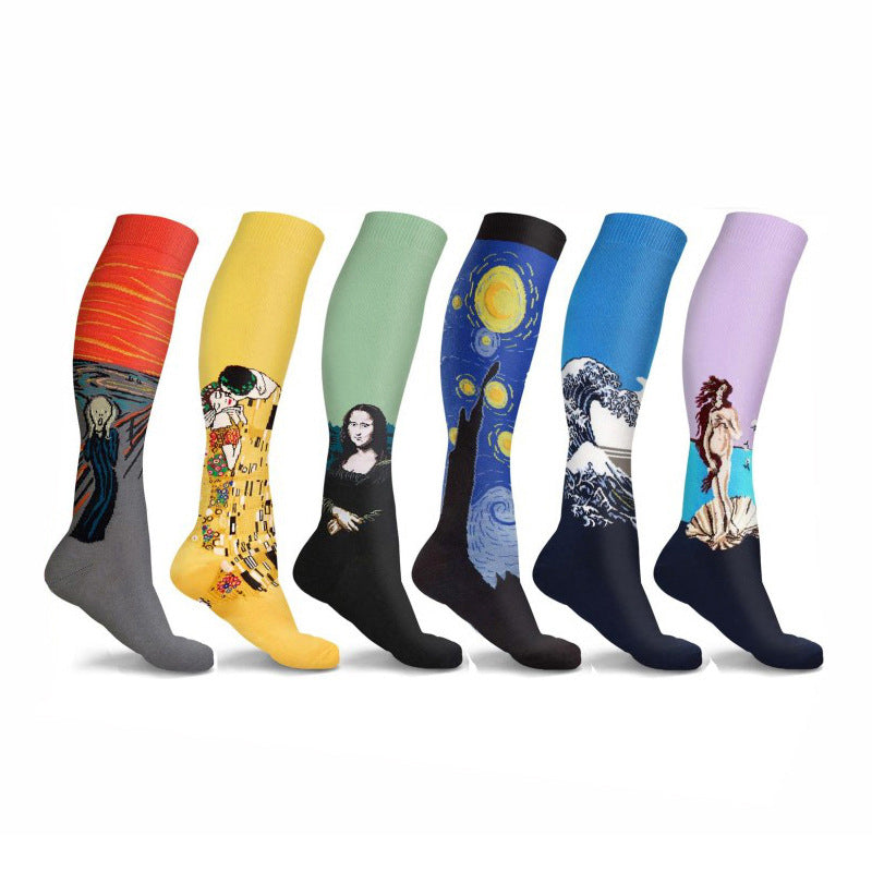 Running Compression Socks For Men And Women With Painting Patterns - Collections By Jay