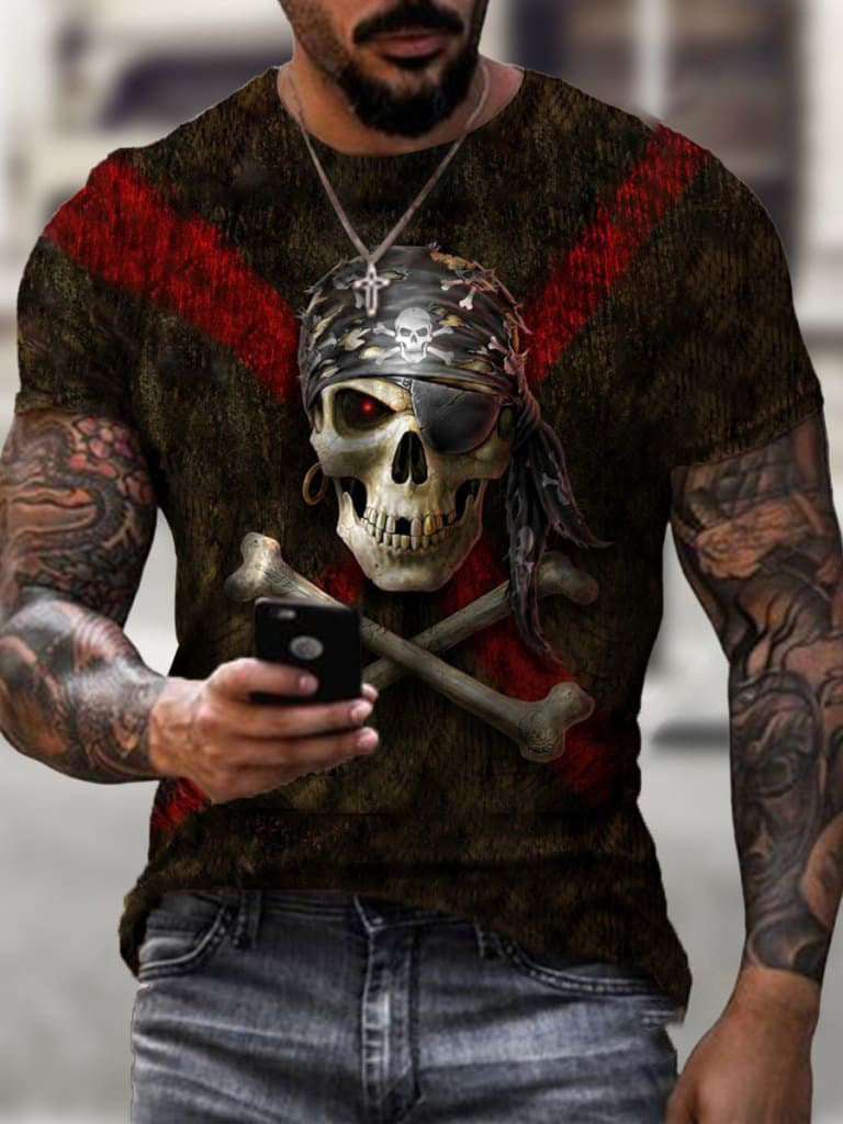 Men's 3-D skull O-Neck T-Shirt - Collections By Jay