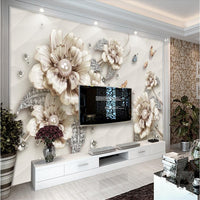 Mural wallpaper featuring a background of flowers in 3D - Collections By Jay