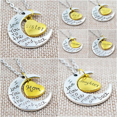 Family member moon heart necklace - Collections By Jay