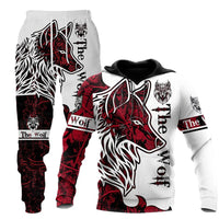 Men's 3D Wolf Print Men Sport Hooded Two Piece Jogging Set - Collections By Jay