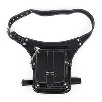 Black Punk/Rock Leather Retro Waist Bag - Collections By Jay