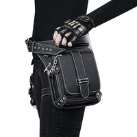 Black Punk/Rock Leather Retro Waist Bag - Collections By Jay