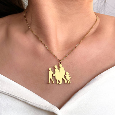 18k Gold Mirror Happy Family Necklace - Collections By Jay