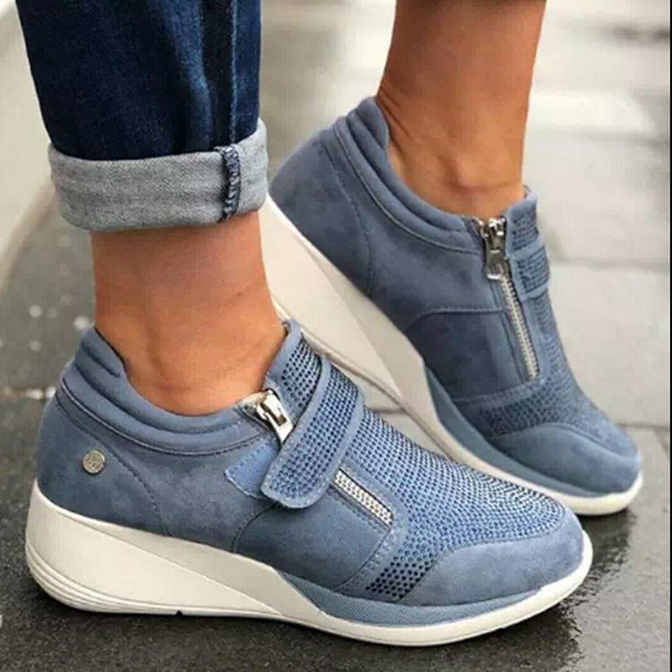 Canvas Shoes Lovely Round Head Thick Bottom Rhinestone Velcro Single Shoes Mary Jane Women's Style - Collections By Jay